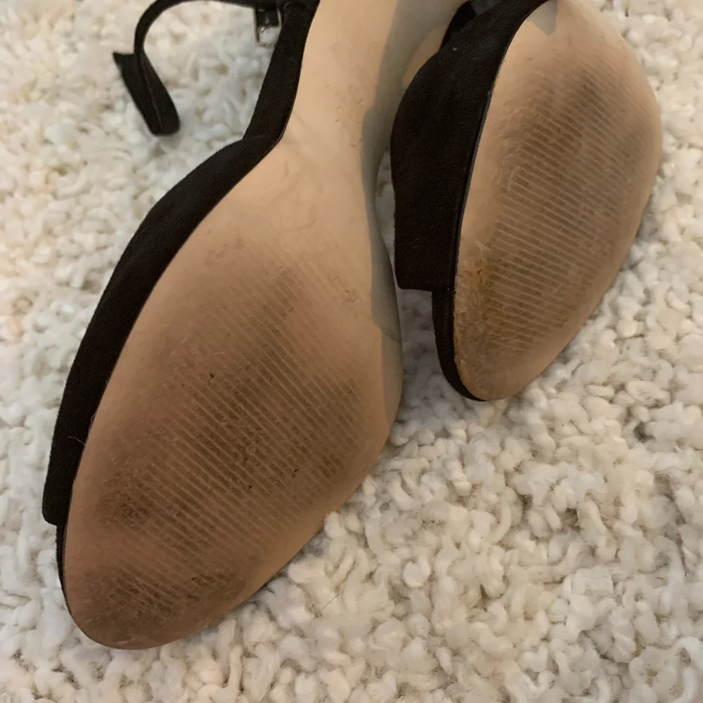 Gorgeous Ann Taylor suede open toe heels . Worn 2x- the only wear is scuff on bo